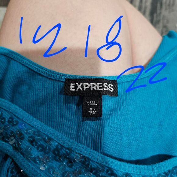 Vintage y2k Blue sequin express mermaid whimsical tank top - Picture 4 of 4